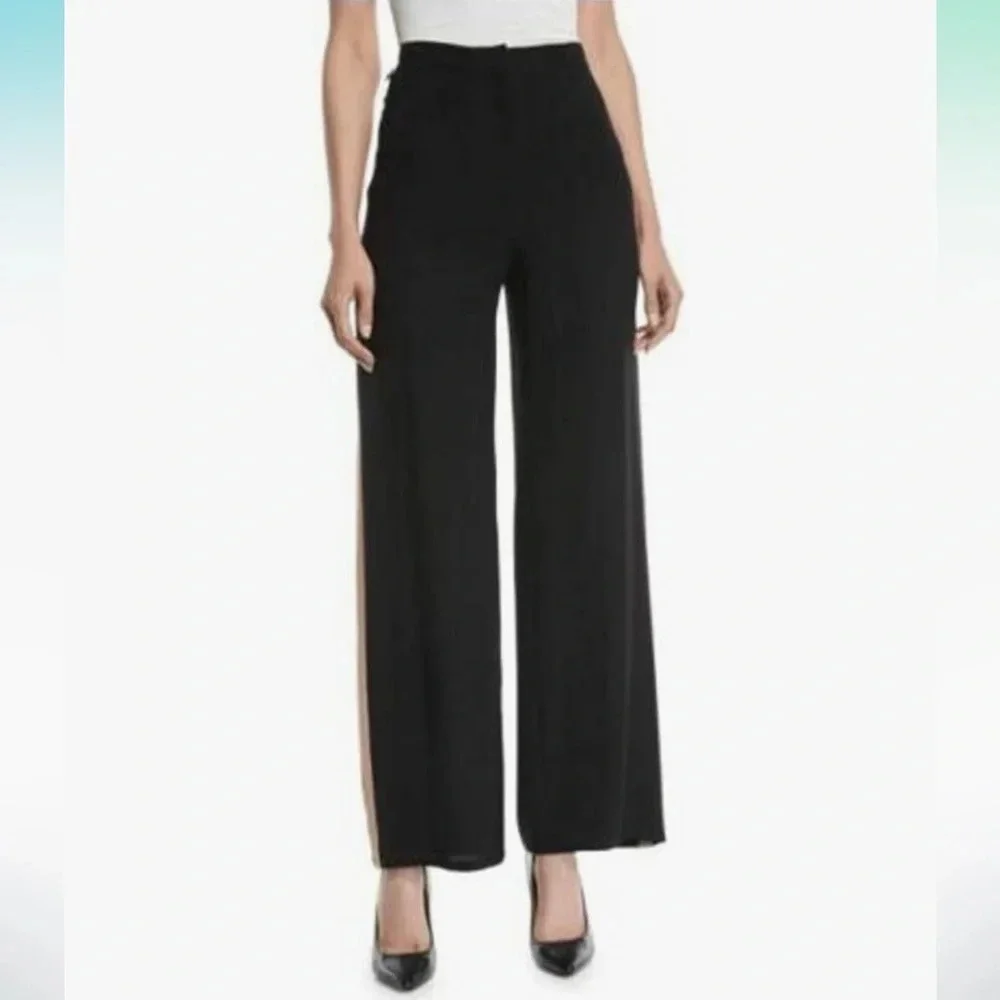Eileen Fisher Women’s 100% Silk Georgette Black Wide Leg Pants - Picture 5 of 16